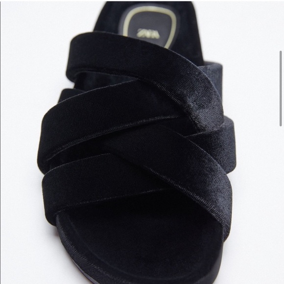 NWT Zara Slide Sandals with Padded Velvet Straps 8 39 1600/710 - Picture 2 of 5